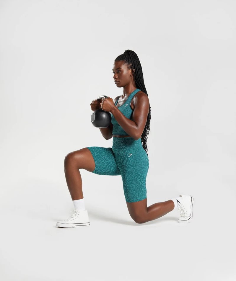 Gymshark Adapt Animal Seamless Cycling Női Rövidnadrág Türkiz | HU-Z-016