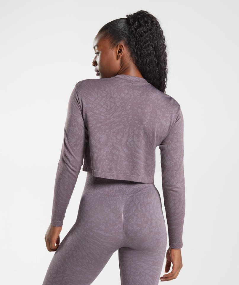 Gymshark Adapt Animal Seamless Long Sleeve Top Női Póló Lila | HU-L-810