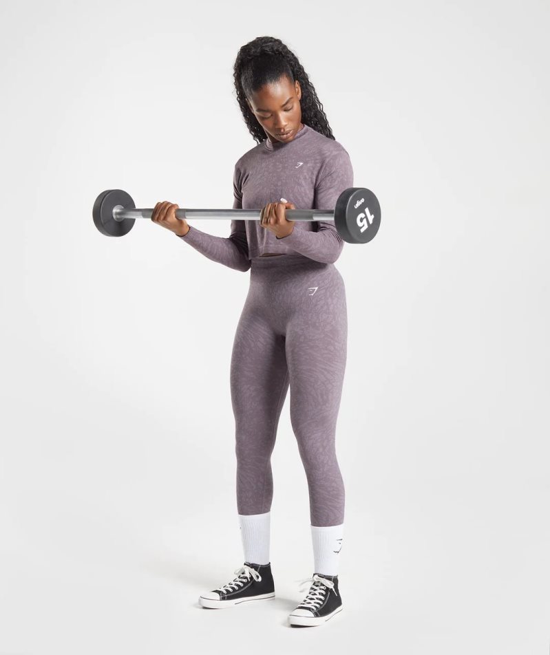 Gymshark Adapt Animal Seamless Long Sleeve Top Női Póló Lila | HU-L-810