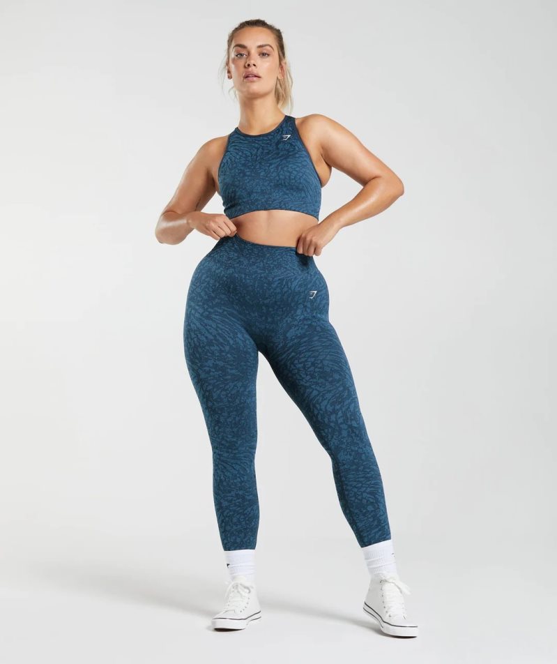 Gymshark Adapt Animal Seamless Női Leggings Sötétkék | HU-E-679