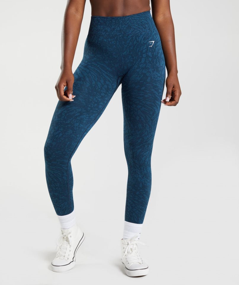 Gymshark Adapt Animal Seamless Női Leggings Sötétkék | HU-E-679