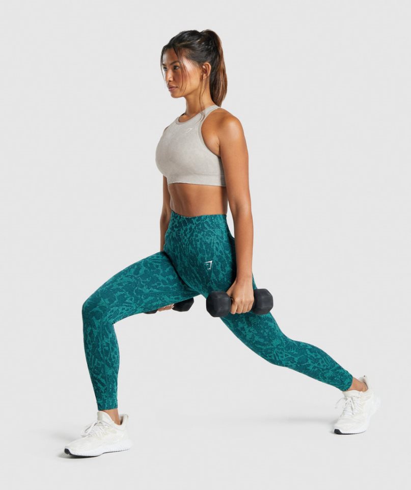 Gymshark Adapt Animal Seamless Női Leggings Türkiz | HU-I-721