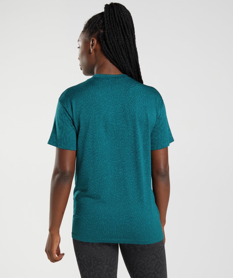 Gymshark Adapt Animal Seamless Női Póló Türkiz | HU-G-052