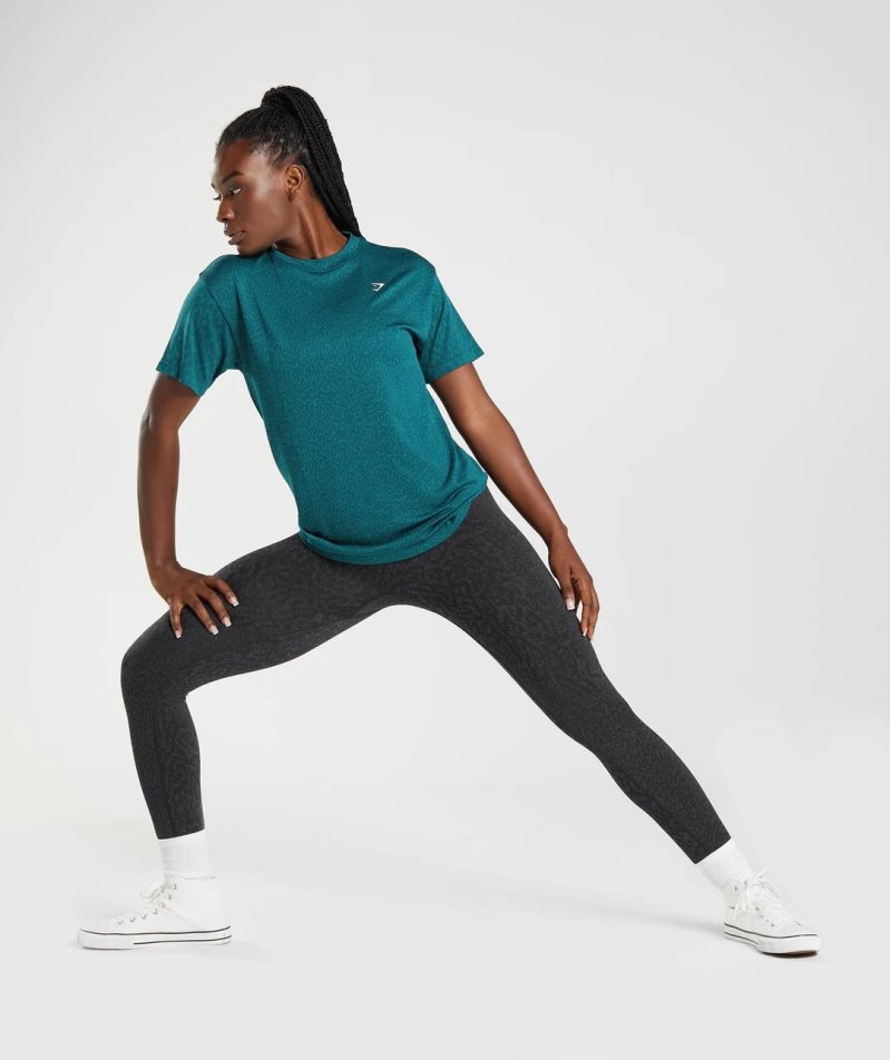 Gymshark Adapt Animal Seamless Női Póló Türkiz | HU-G-052