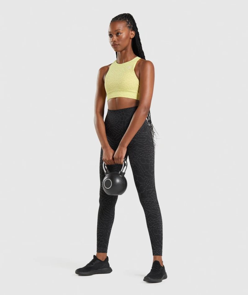 Gymshark Adapt Animal Seamless Női Sportmelltartó Sárga | HU-C-408