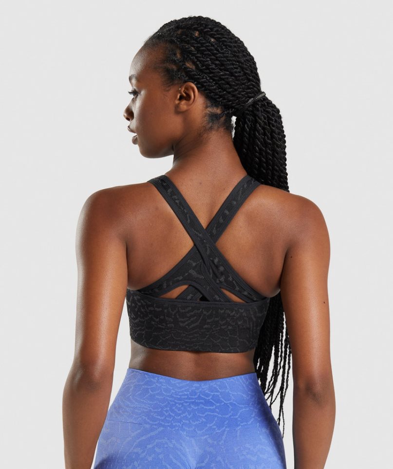 Gymshark Adapt Animal Seamless Női Sportmelltartó Fekete | HU-K-359