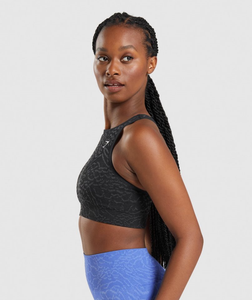 Gymshark Adapt Animal Seamless Női Sportmelltartó Fekete | HU-K-359