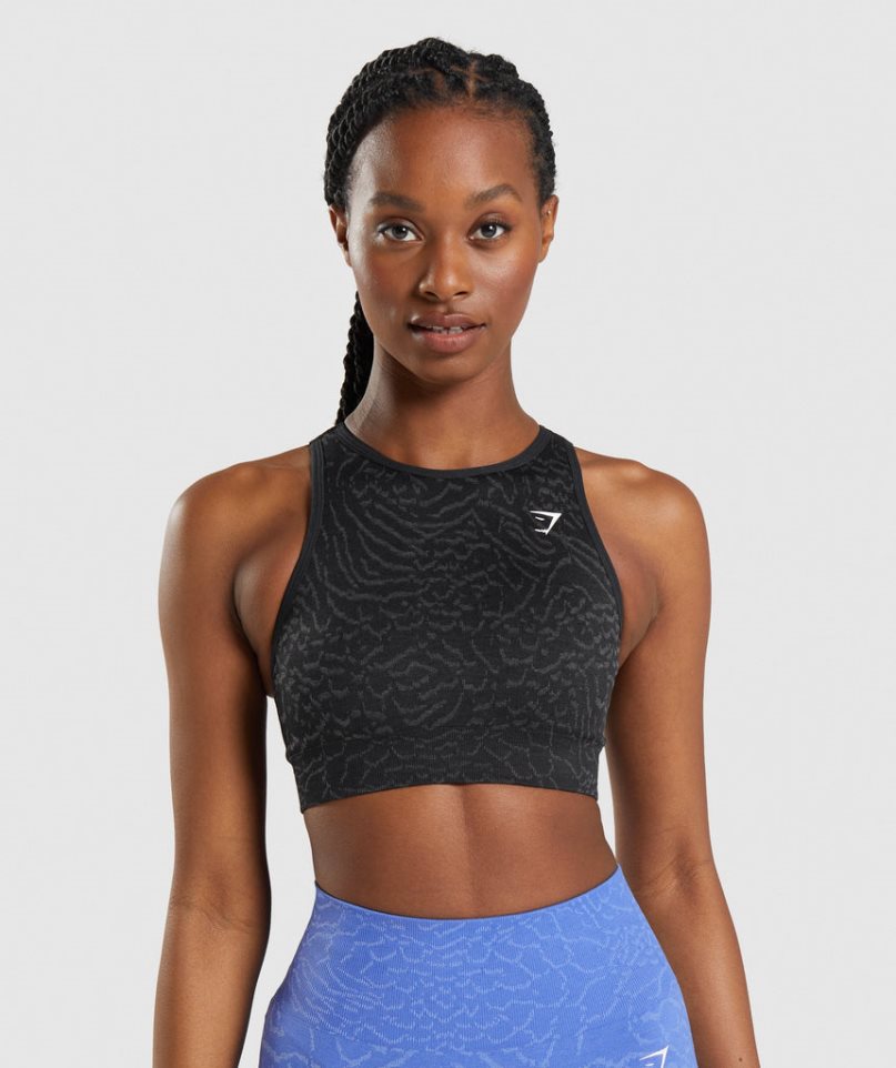 Gymshark Adapt Animal Seamless Női Sportmelltartó Fekete | HU-K-359