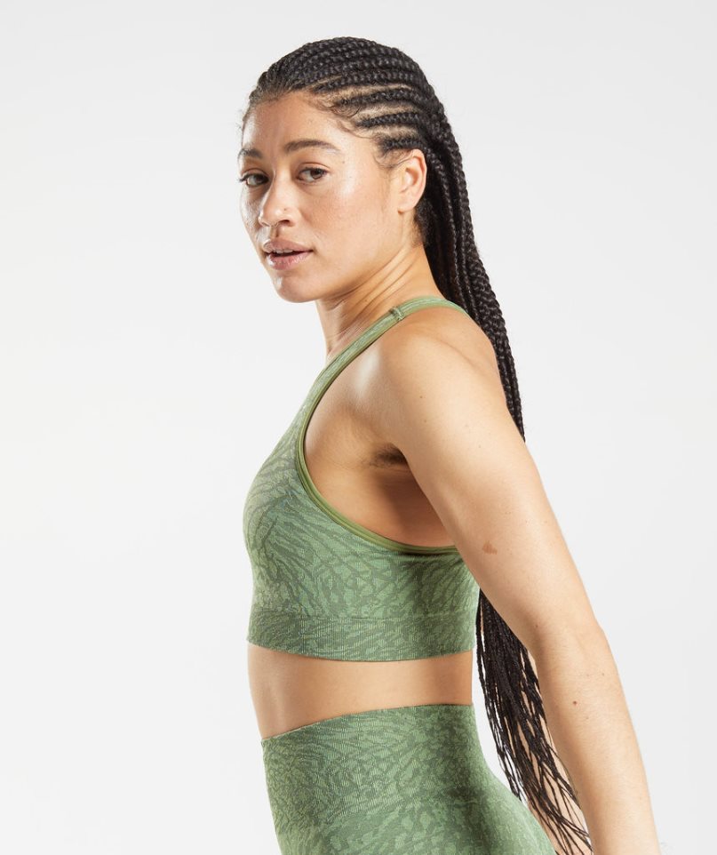 Gymshark Adapt Animal Seamless Női Sportmelltartó Zöld | HU-T-140