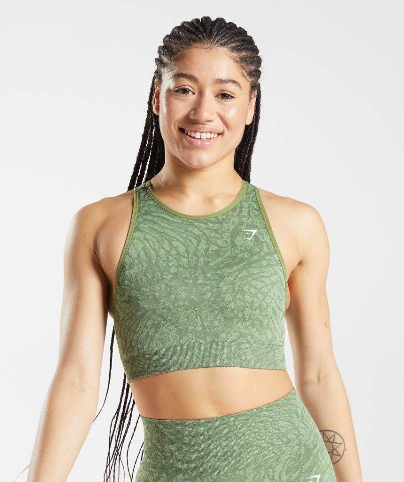 Gymshark Adapt Animal Seamless Női Sportmelltartó Zöld | HU-T-140