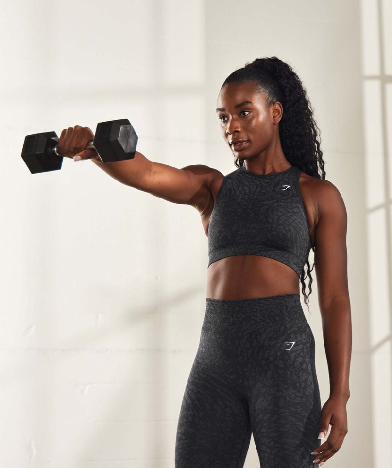 Gymshark Adapt Animal Seamless Női Sportmelltartó Fekete | HU-T-849