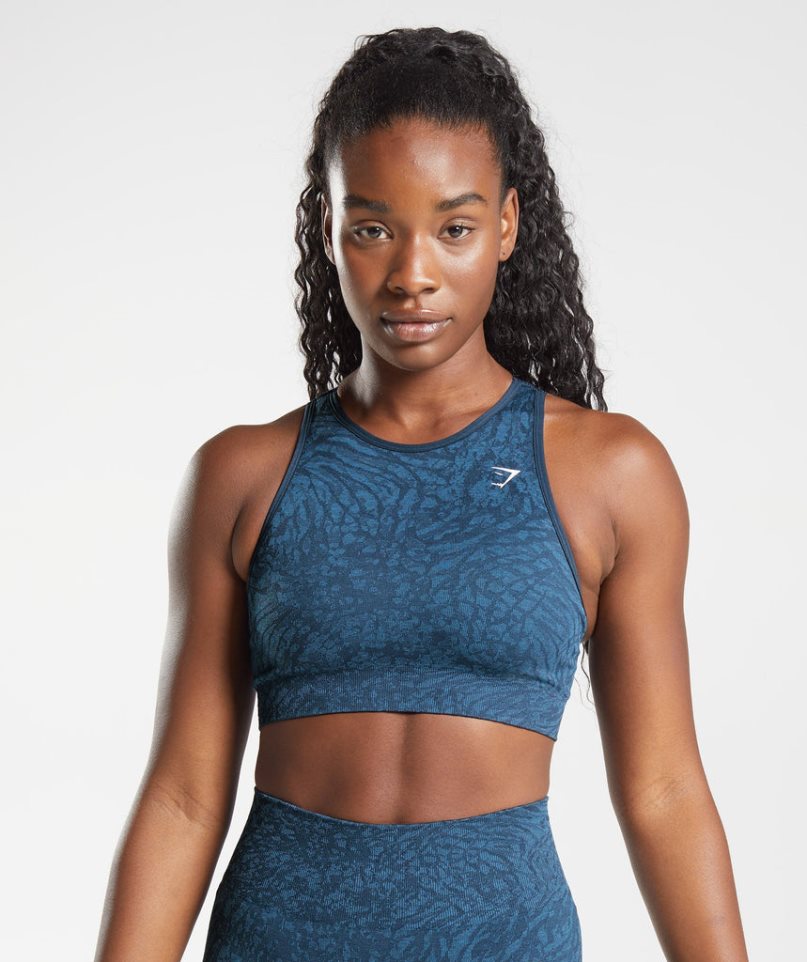 Gymshark Adapt Animal Seamless Női Sportmelltartó Sötétkék | HU-U-798