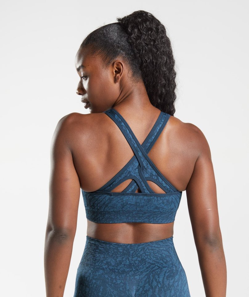 Gymshark Adapt Animal Seamless Női Sportmelltartó Sötétkék | HU-U-798