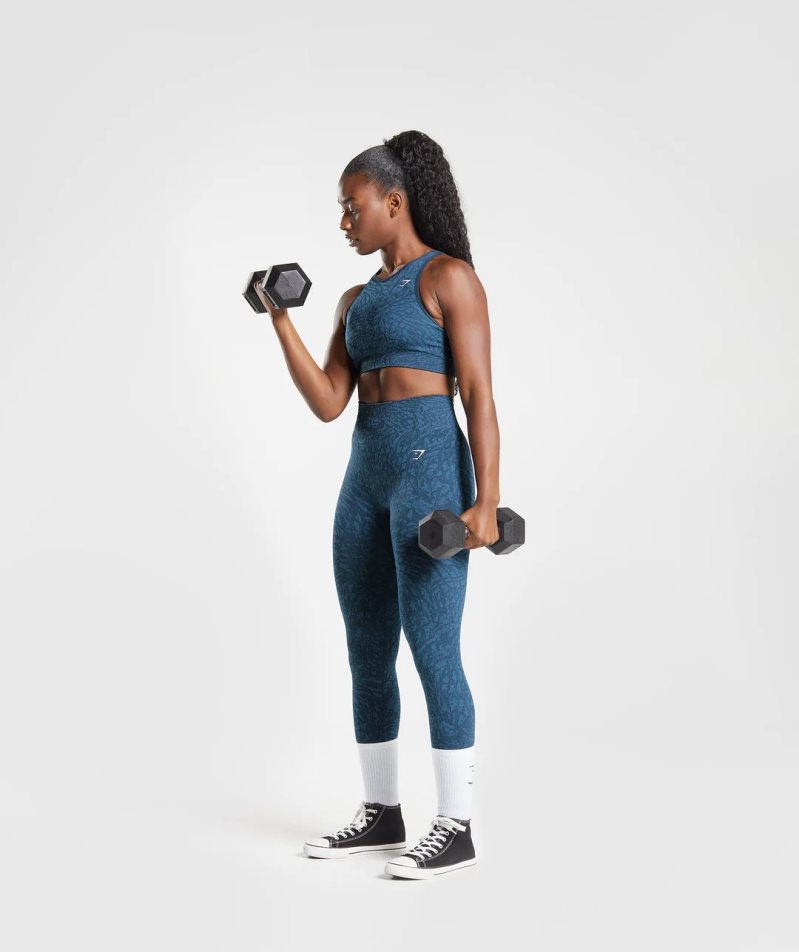 Gymshark Adapt Animal Seamless Női Sportmelltartó Sötétkék | HU-U-798