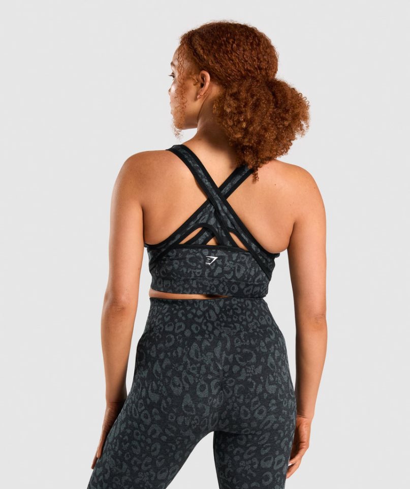 Gymshark Adapt Animal Seamless Női Sportmelltartó Fekete | HU-V-093