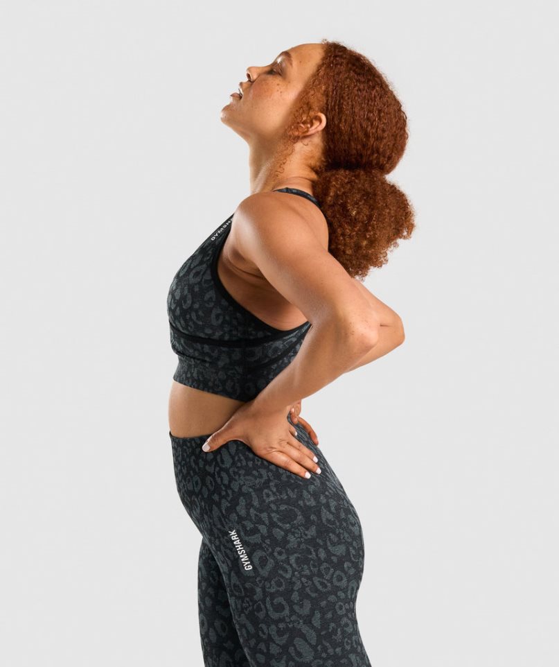 Gymshark Adapt Animal Seamless Női Sportmelltartó Fekete | HU-V-093