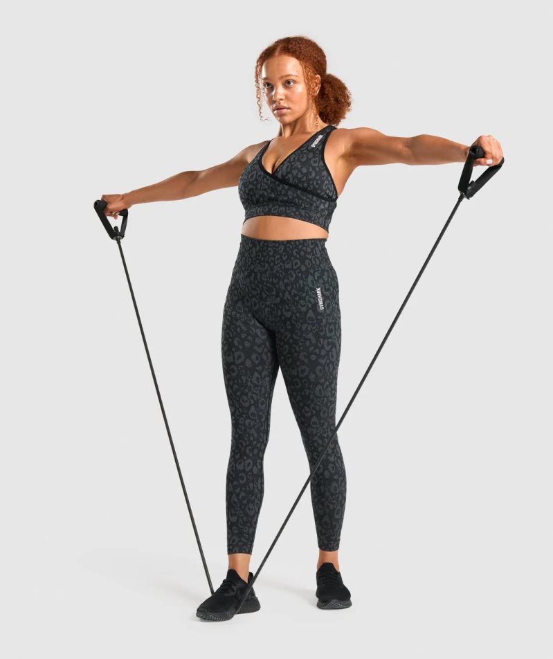 Gymshark Adapt Animal Seamless Női Sportmelltartó Fekete | HU-V-093