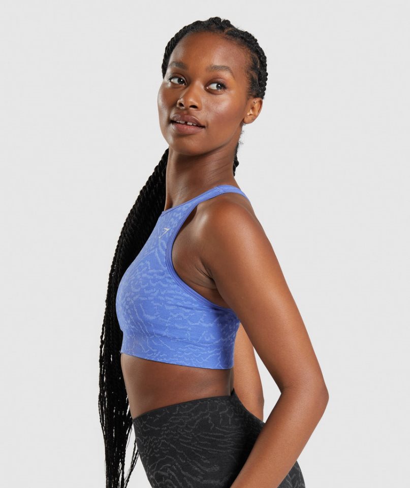 Gymshark Adapt Animal Seamless Női Sportmelltartó Kék | HU-X-791