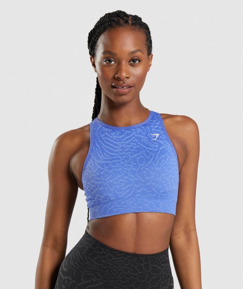 Gymshark Adapt Animal Seamless Női Sportmelltartó Kék | HU-X-791
