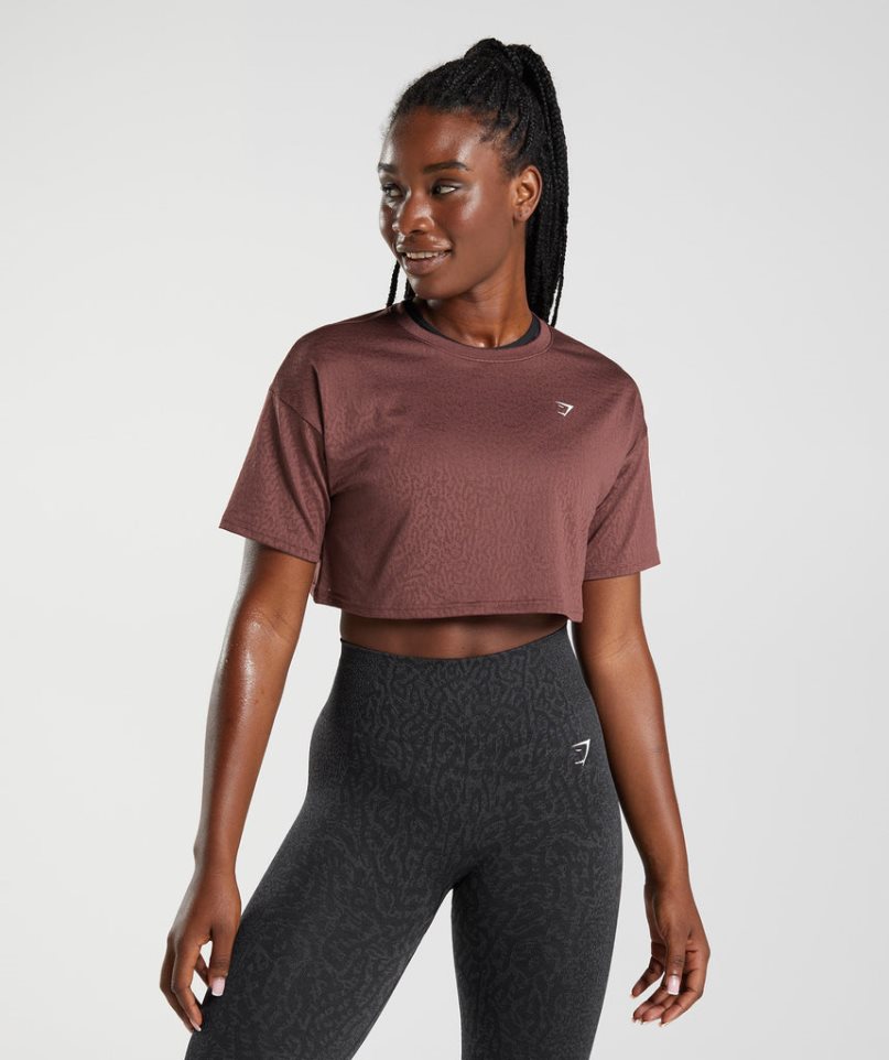 Gymshark Adapt Animal Seamless Női Vágott Felsők Barna | HU-P-540