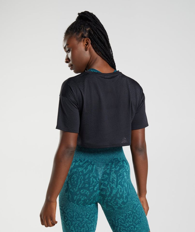 Gymshark Adapt Animal Seamless Női Vágott Felsők Fekete | HU-P-910
