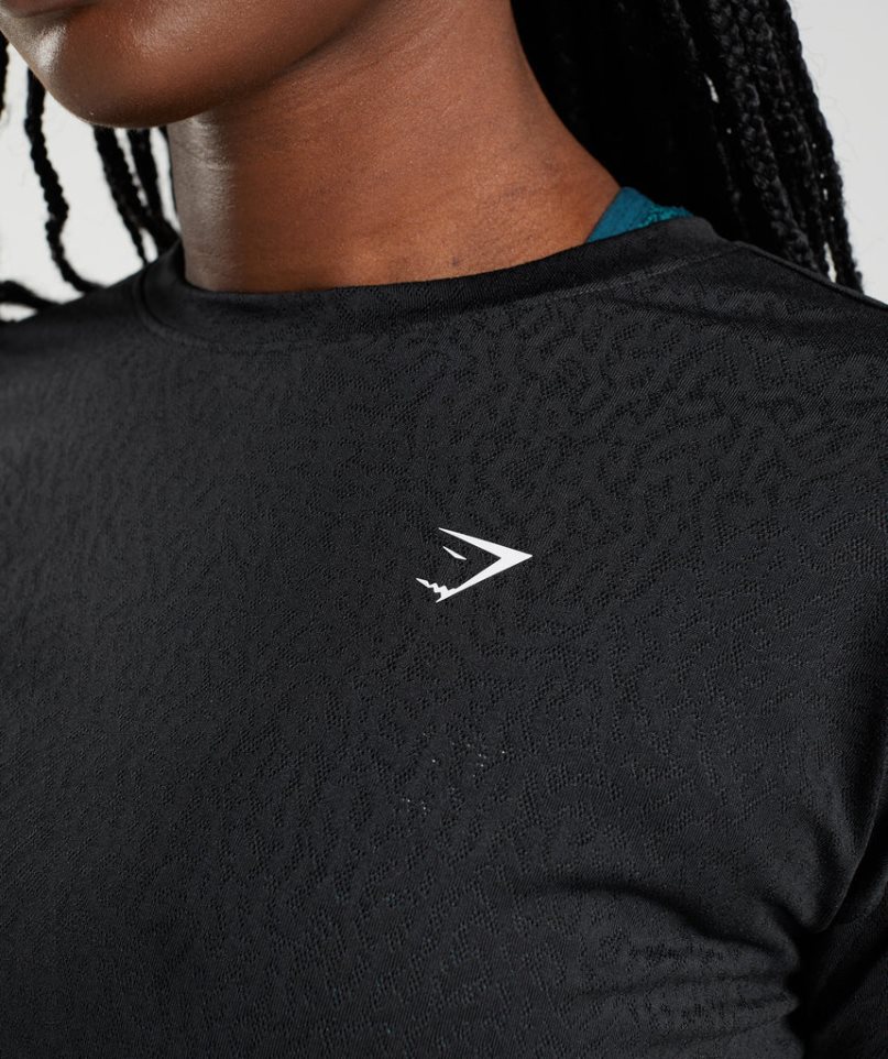 Gymshark Adapt Animal Seamless Női Vágott Felsők Fekete | HU-P-910