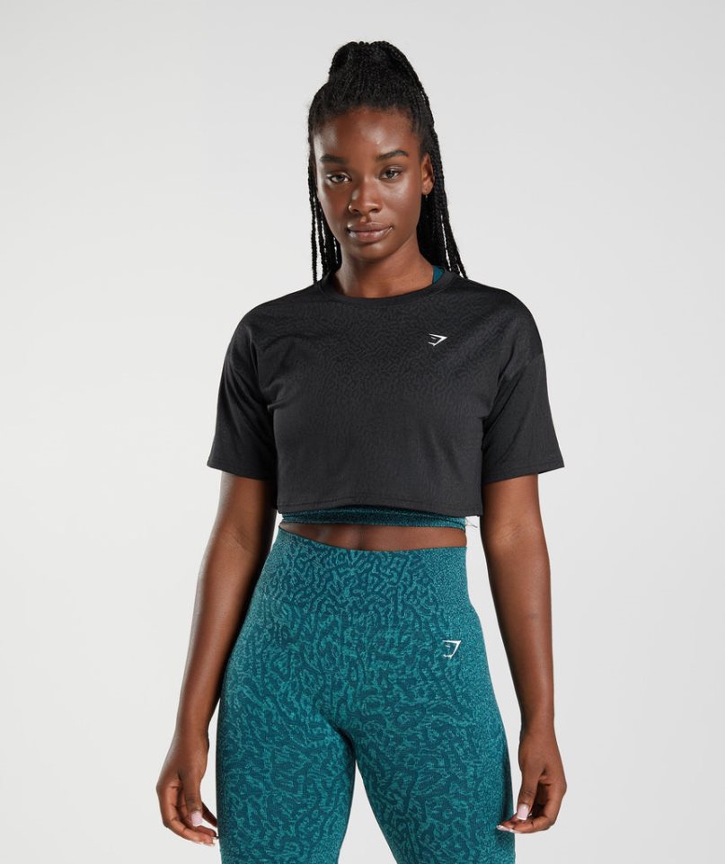Gymshark Adapt Animal Seamless Női Vágott Felsők Fekete | HU-P-910