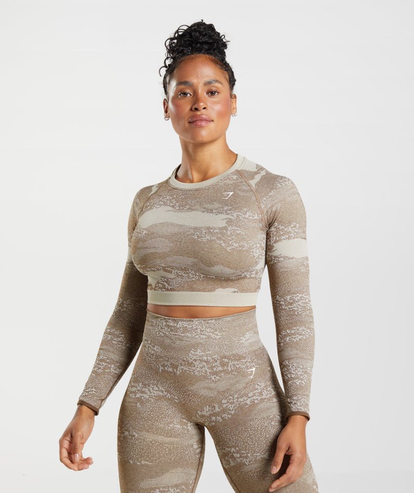 Gymshark Adapt Camo Seamless Csipke Up Back Top Női Póló Szürke | HU-B-417