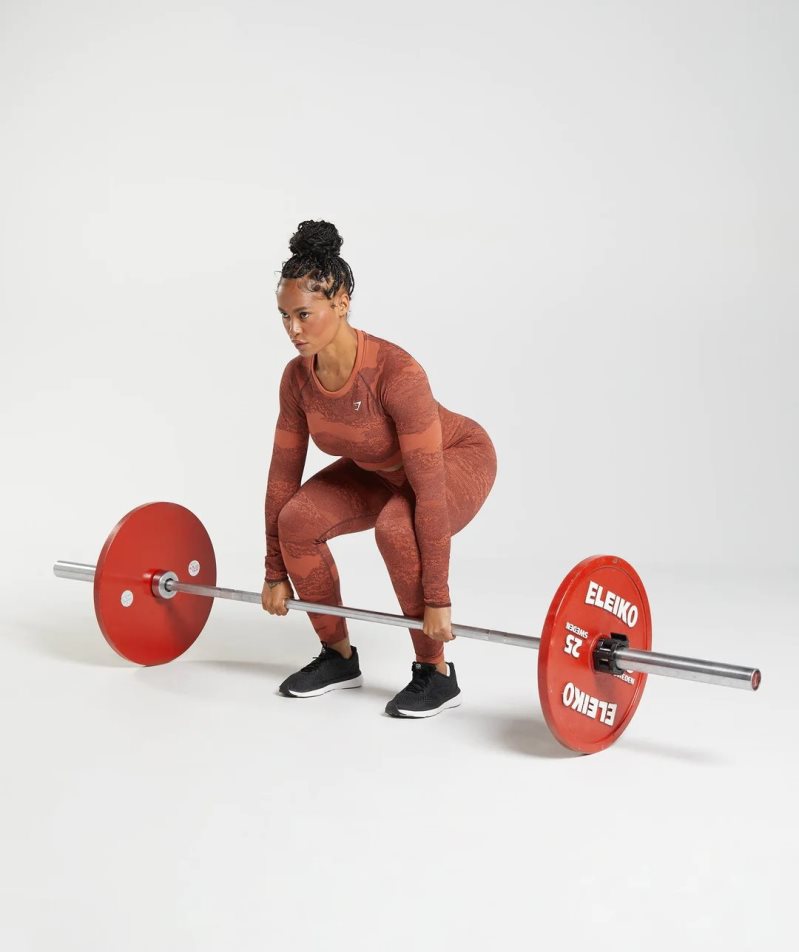 Gymshark Adapt Camo Seamless Csipke Up Back Top Női Póló Barna | HU-O-450
