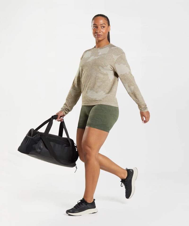 Gymshark Adapt Camo Seamless Long Sleeve Top Női Póló Szürke | HU-A-784