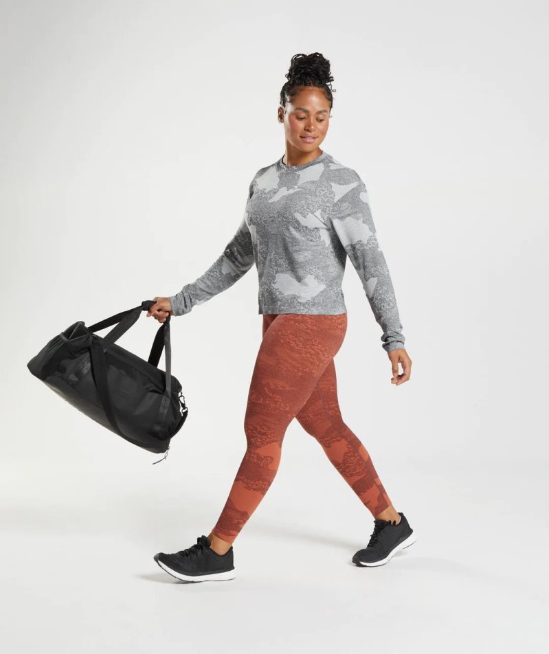 Gymshark Adapt Camo Seamless Long Sleeve Top Női Póló Szürke | HU-M-157