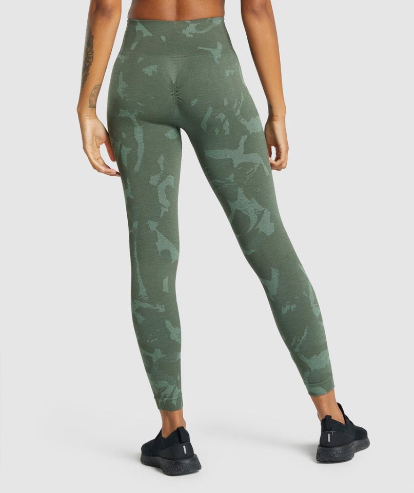 Gymshark Adapt Camo Seamless Női Leggings Zöld | HU-A-683