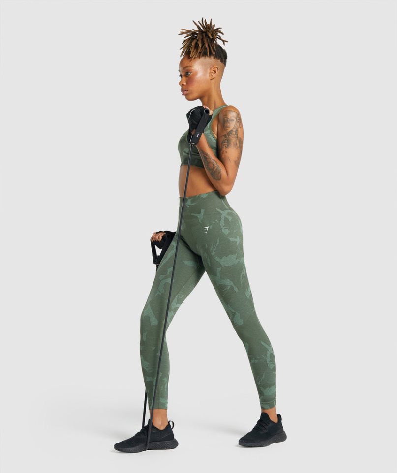 Gymshark Adapt Camo Seamless Női Leggings Zöld | HU-A-683