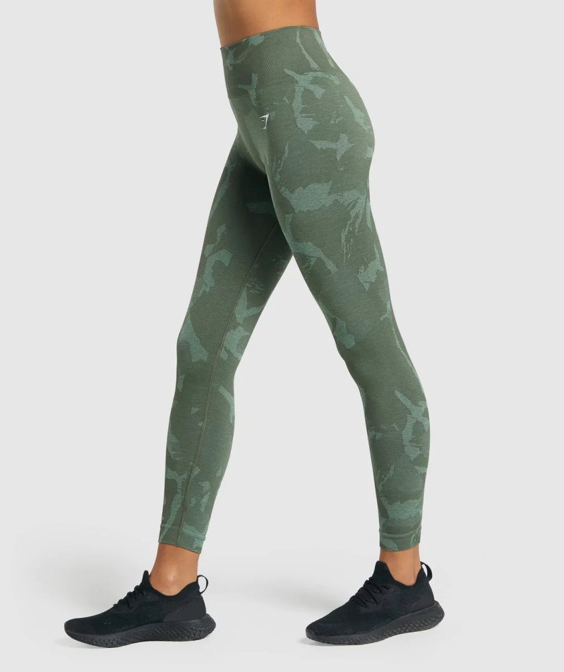Gymshark Adapt Camo Seamless Női Leggings Zöld | HU-A-683
