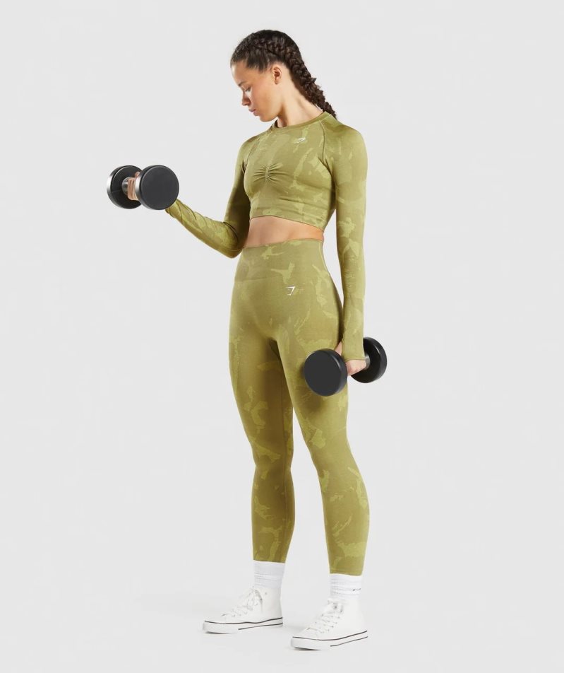 Gymshark Adapt Camo Seamless Női Leggings Olivazöld | HU-O-516