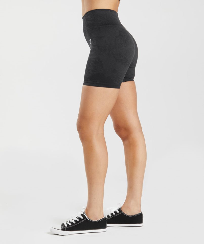 Gymshark Adapt Camo Seamless Női Rövidnadrág Fekete | HU-P-130