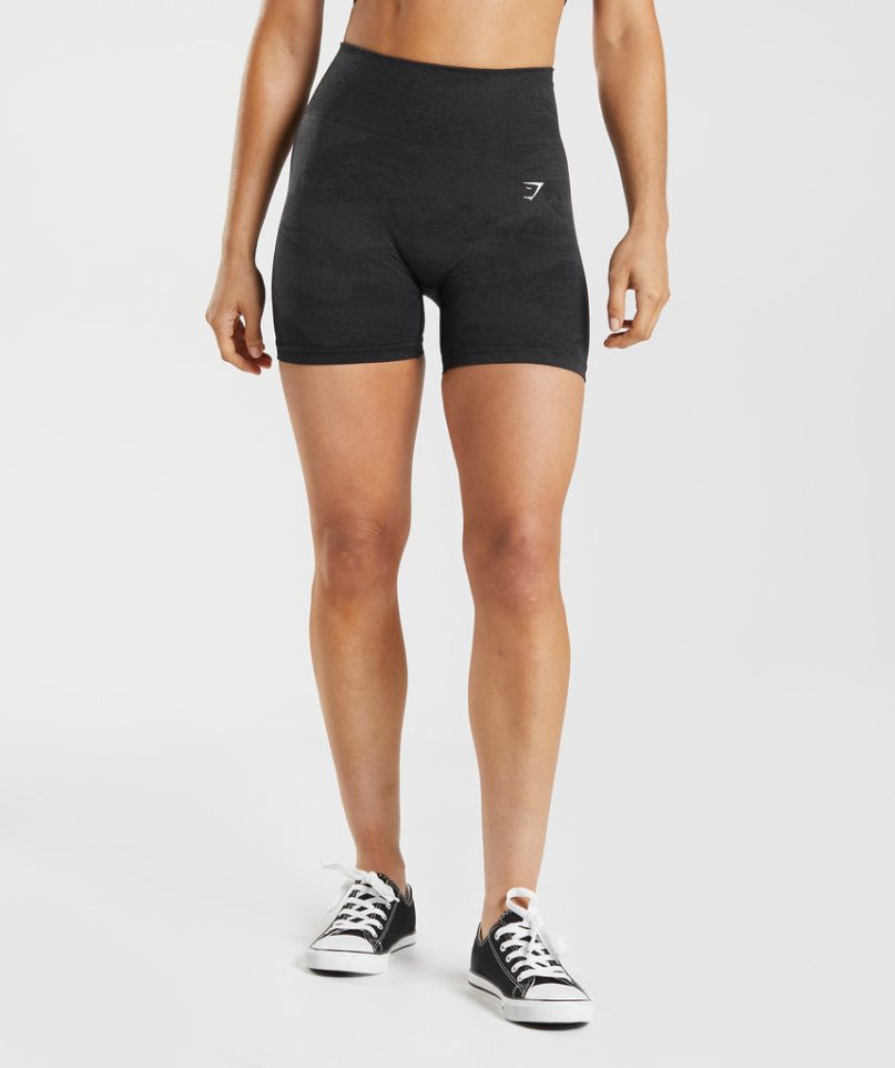 Gymshark Adapt Camo Seamless Női Rövidnadrág Fekete | HU-P-130
