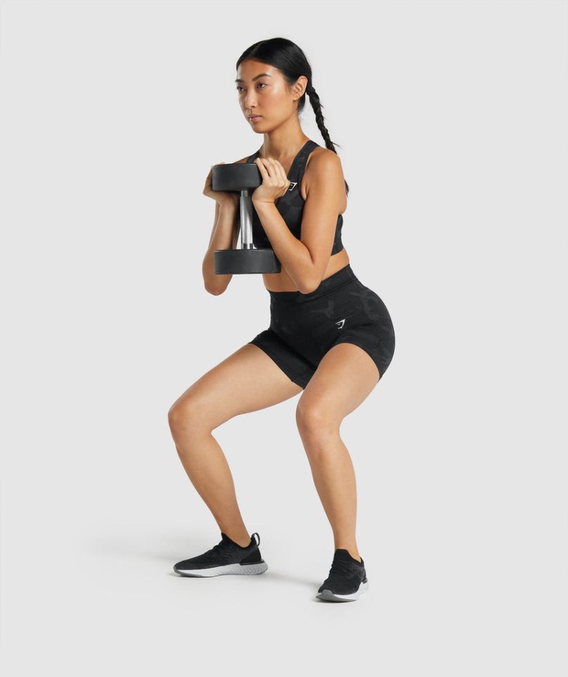 Gymshark Adapt Camo Seamless Női Rövidnadrág Fekete | HU-Q-401