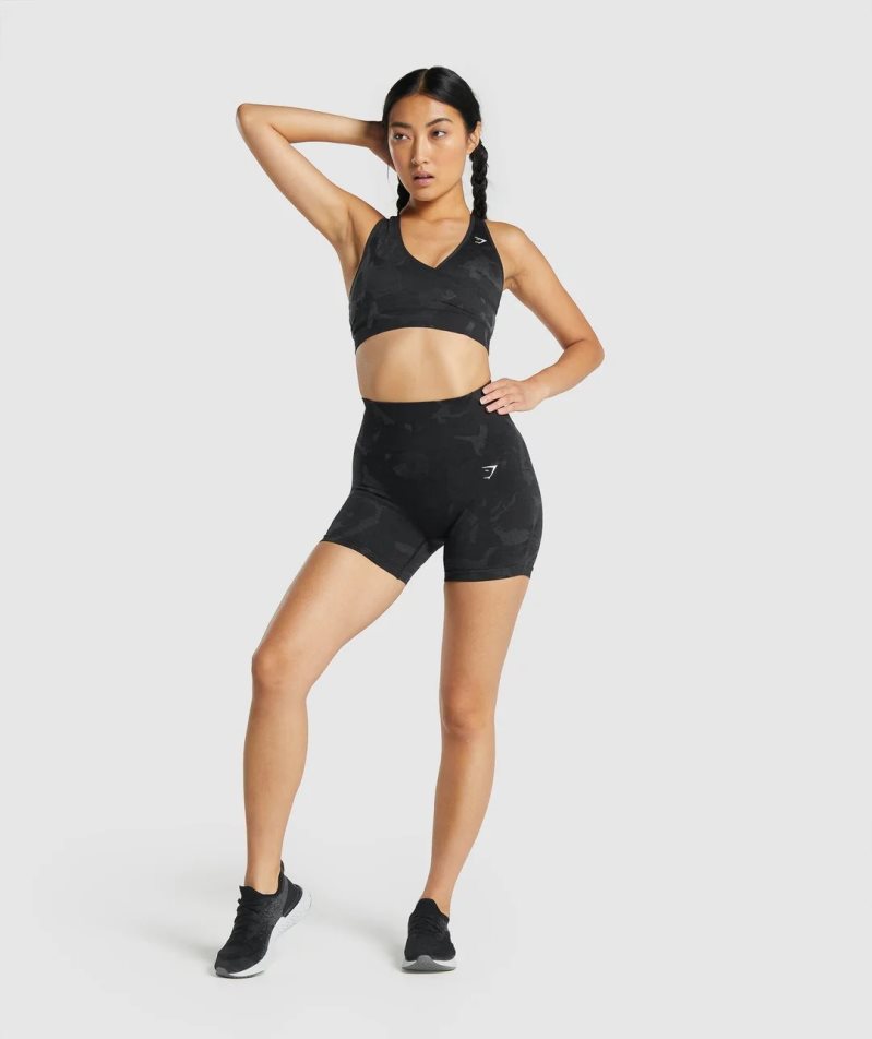 Gymshark Adapt Camo Seamless Női Rövidnadrág Fekete | HU-Q-401