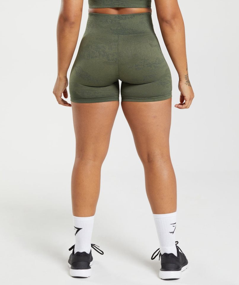 Gymshark Adapt Camo Seamless Női Rövidnadrág Olivazöld | HU-R-250