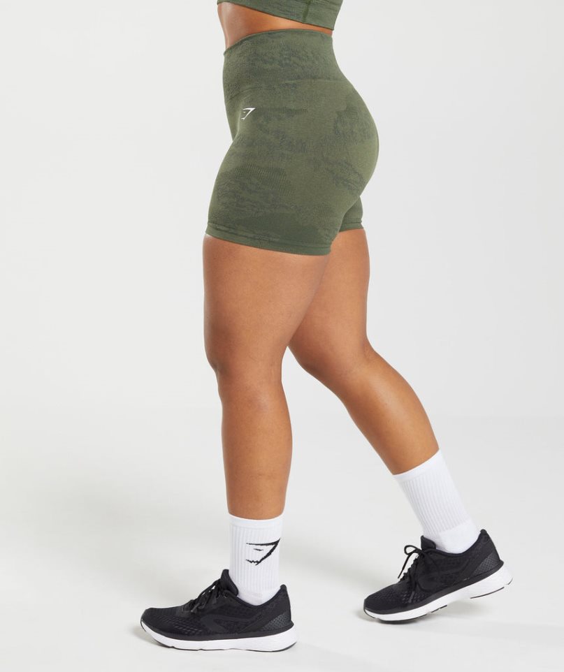 Gymshark Adapt Camo Seamless Női Rövidnadrág Olivazöld | HU-R-250