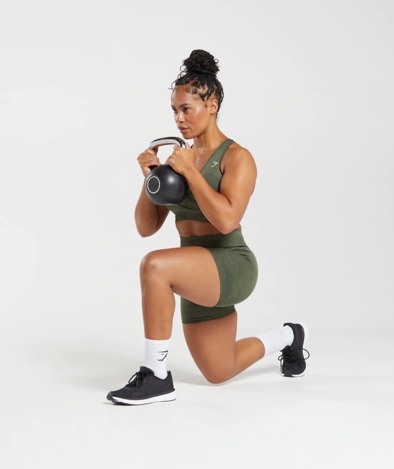 Gymshark Adapt Camo Seamless Női Rövidnadrág Olivazöld | HU-R-250