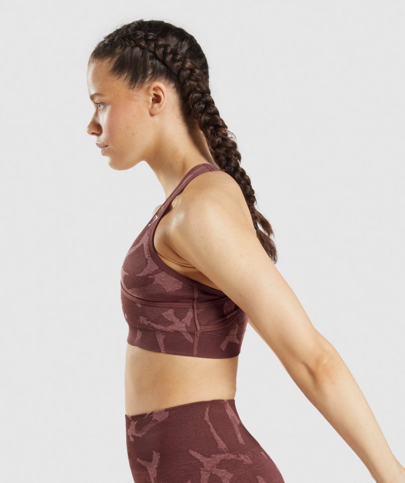 Gymshark Adapt Camo Seamless Női Sportmelltartó Sötétbarna | HU-A-730