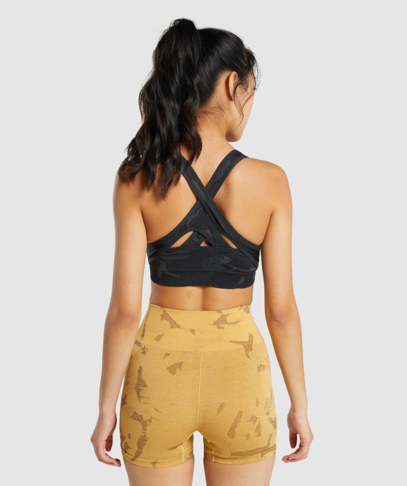 Gymshark Adapt Camo Seamless Női Sportmelltartó Fekete | HU-K-074
