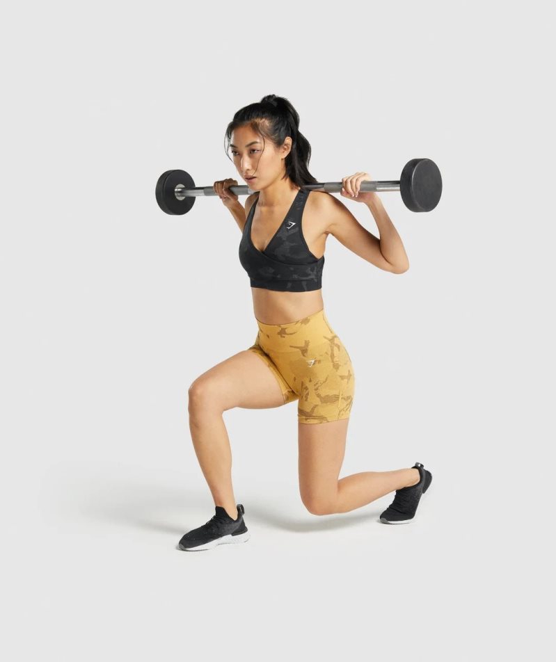 Gymshark Adapt Camo Seamless Női Sportmelltartó Fekete | HU-K-074