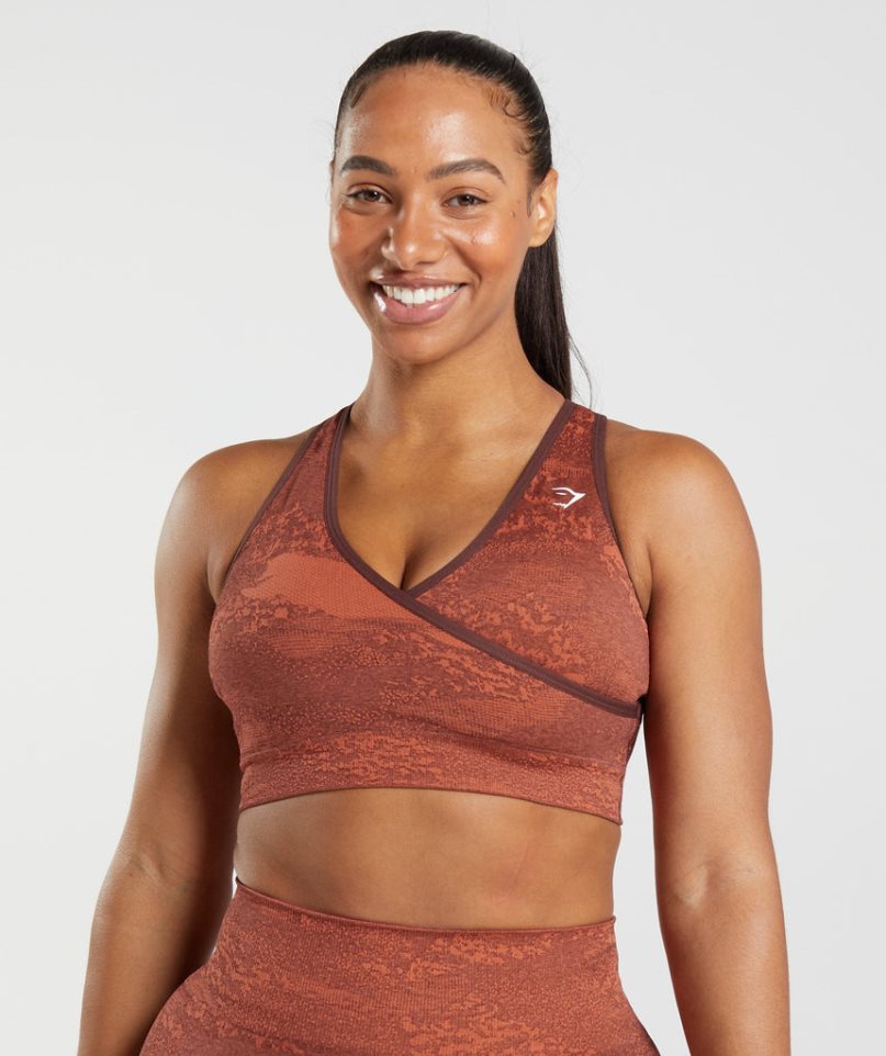 Gymshark Adapt Camo Seamless Női Sportmelltartó Barna | HU-Q-260