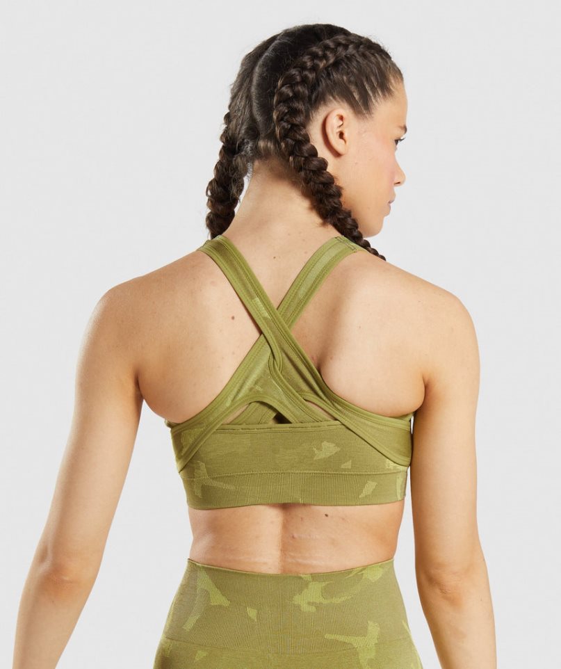Gymshark Adapt Camo Seamless Női Sportmelltartó Zöld | HU-R-765