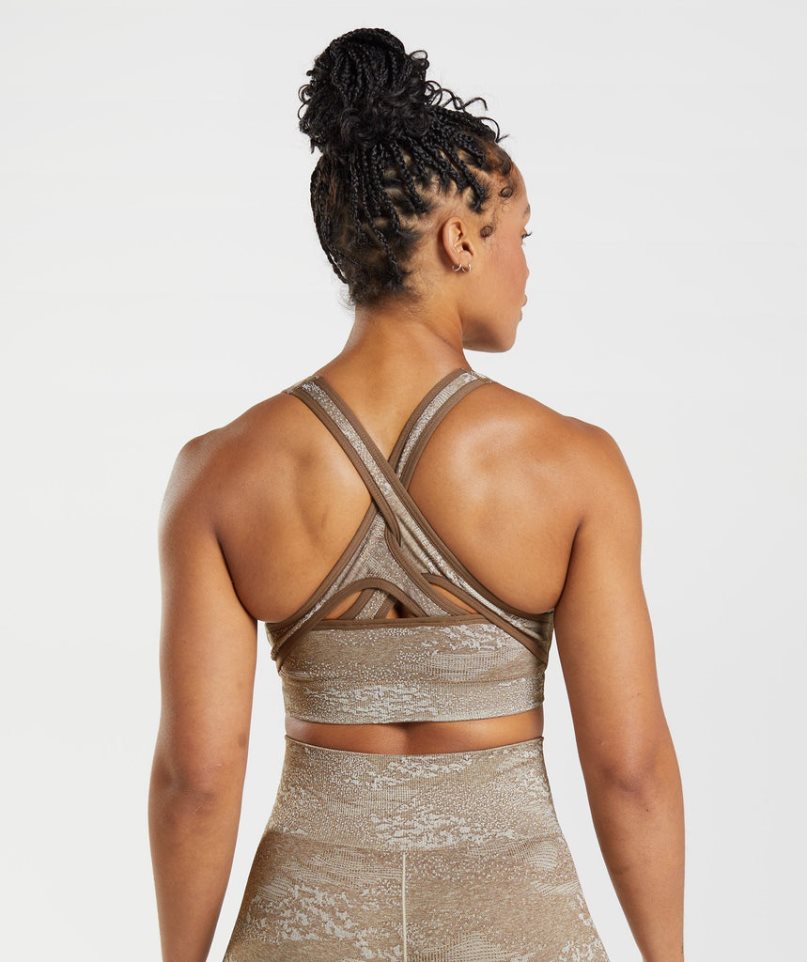 Gymshark Adapt Camo Seamless Női Sportmelltartó Szürke Barna | HU-V-214
