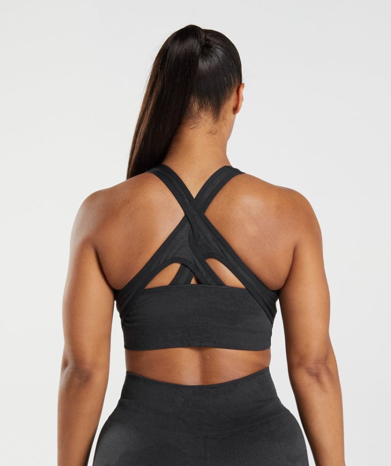 Gymshark Adapt Camo Seamless Női Sportmelltartó Fekete | HU-V-926