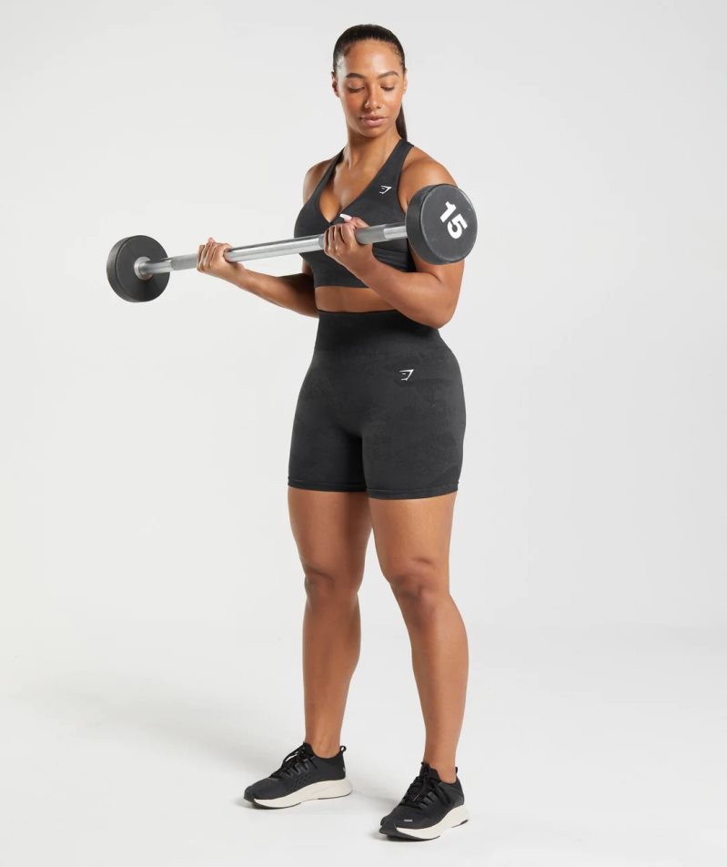 Gymshark Adapt Camo Seamless Női Sportmelltartó Fekete | HU-V-926